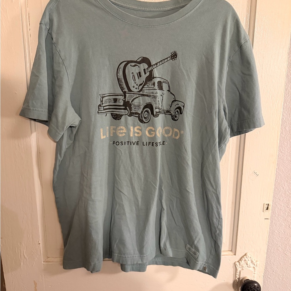 Life Is Good Olive Green Crusher Tee